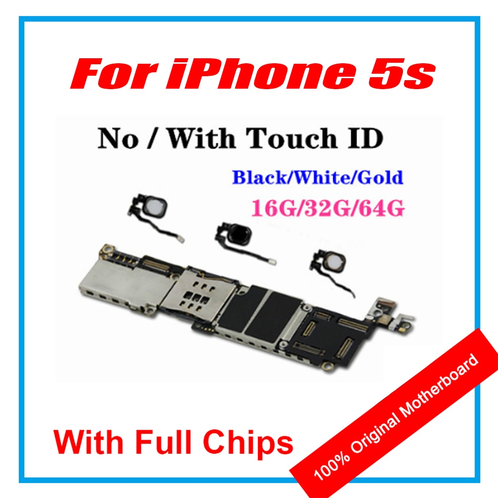 Placa base para IPhone 5S, 16GB, 32GB, 64GB, con ID táctil/sin ID táctil, placa base de instalación identificación limpia con Chip