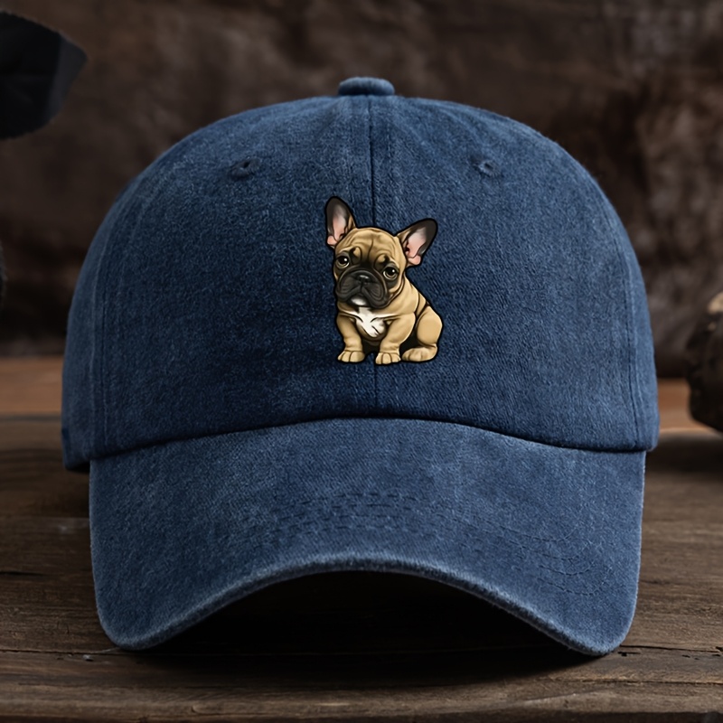 Gorra de béisbol con estampado de Bulldog Francés, protector solar, para exteriores, adecuada para hombres y mujeres, para combinar con el ocio diario: Azul marino