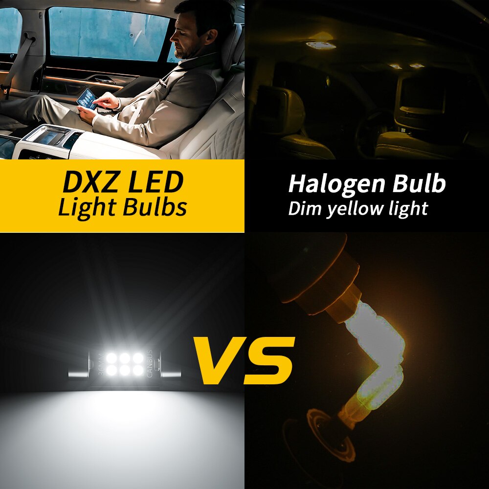 Dxz 10 stk  c5w led pærer canbus festoon -31mm 36mm 39mm 41mm 3030 chip  c10w ingen fejl bil interiør kuppel lys læselys 12v/24v