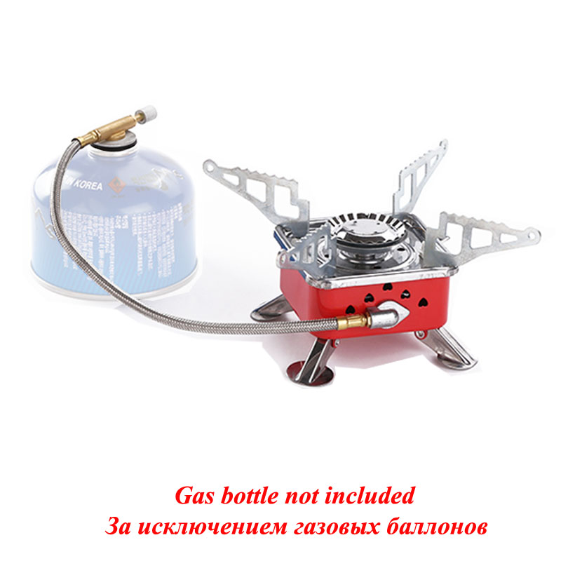 Portable Outdoor Mini Portable Folding Stove Gas Heater Camping Burner Picnic Cooker BBQ Heating Foldable Furnace Head: Red