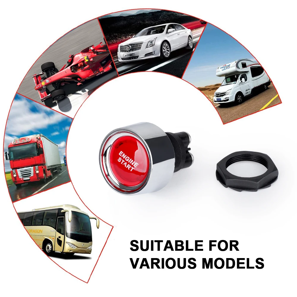 Car Engine Start 50A Push Button Keyless Switch DC 12V/24V Racing Small Start Button Ignition Starter On Off Switches