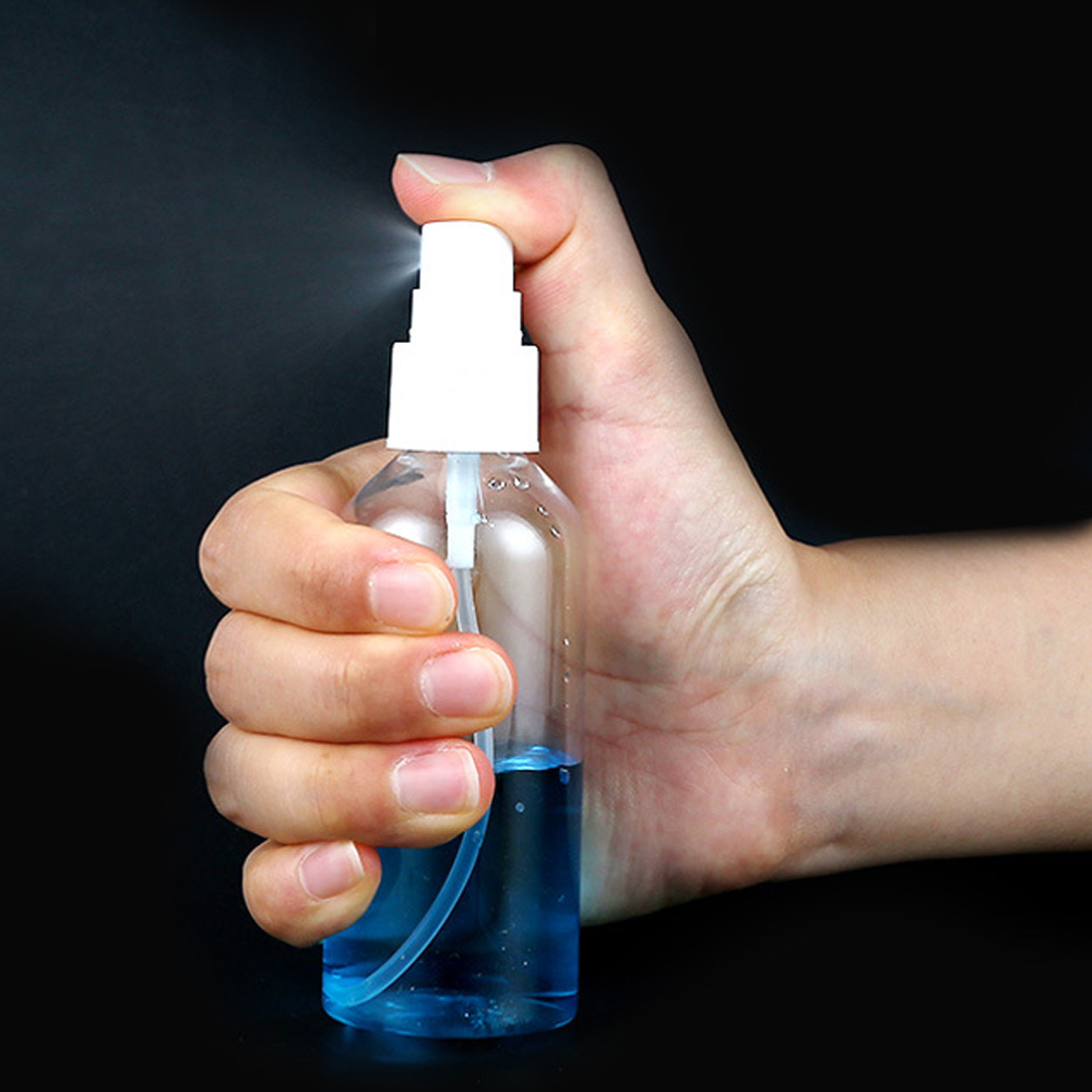 Mini botellas vacías con pulverizador, botellas rellenables transparentes, atomizador de Perfume de plástico, dispensador transparente portátil para viaje, 10/30/60/100ml
