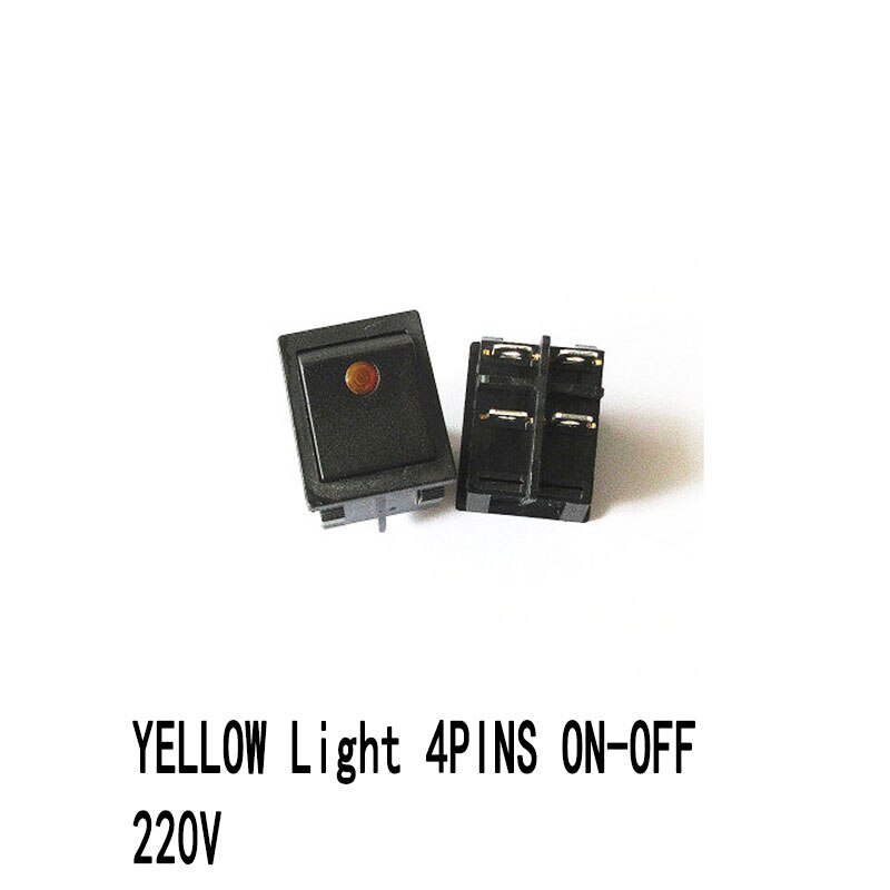5PCS KCD4 Rocker Switch 2/3 Position 4/6 Pins Electrical Equipment With Light Power Switch Switch 16A 250VAC/ 20A 125V ON-OFF-ON: 4PINS  ON-OFF YELLOW