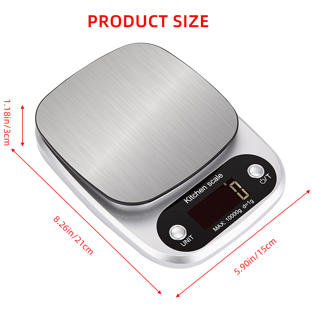 FODWET digitale keukenweegschaal 10 kg / 1 g hoge precisie nauwkeurigheid, compacte voedselweegschaal met LCD-display voor bakken, koken,