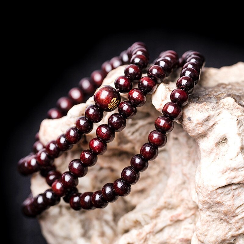 Fatpig 6mm * 108 Natuurlijke Rode Sandelhout Kralen Gebed Japa Mala Rozenkrans Armband Tibetaanse Boeddhistische meditatie Houten Rozenkrans Kralen