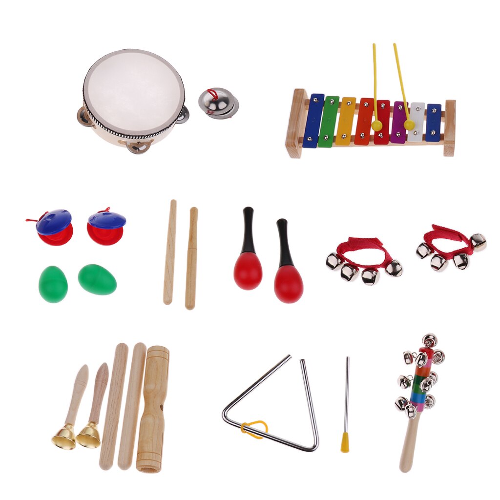 Ensemble Castanet tambourin Maraca Glockenspiel clavier avec maillet enfants jouets musicaux