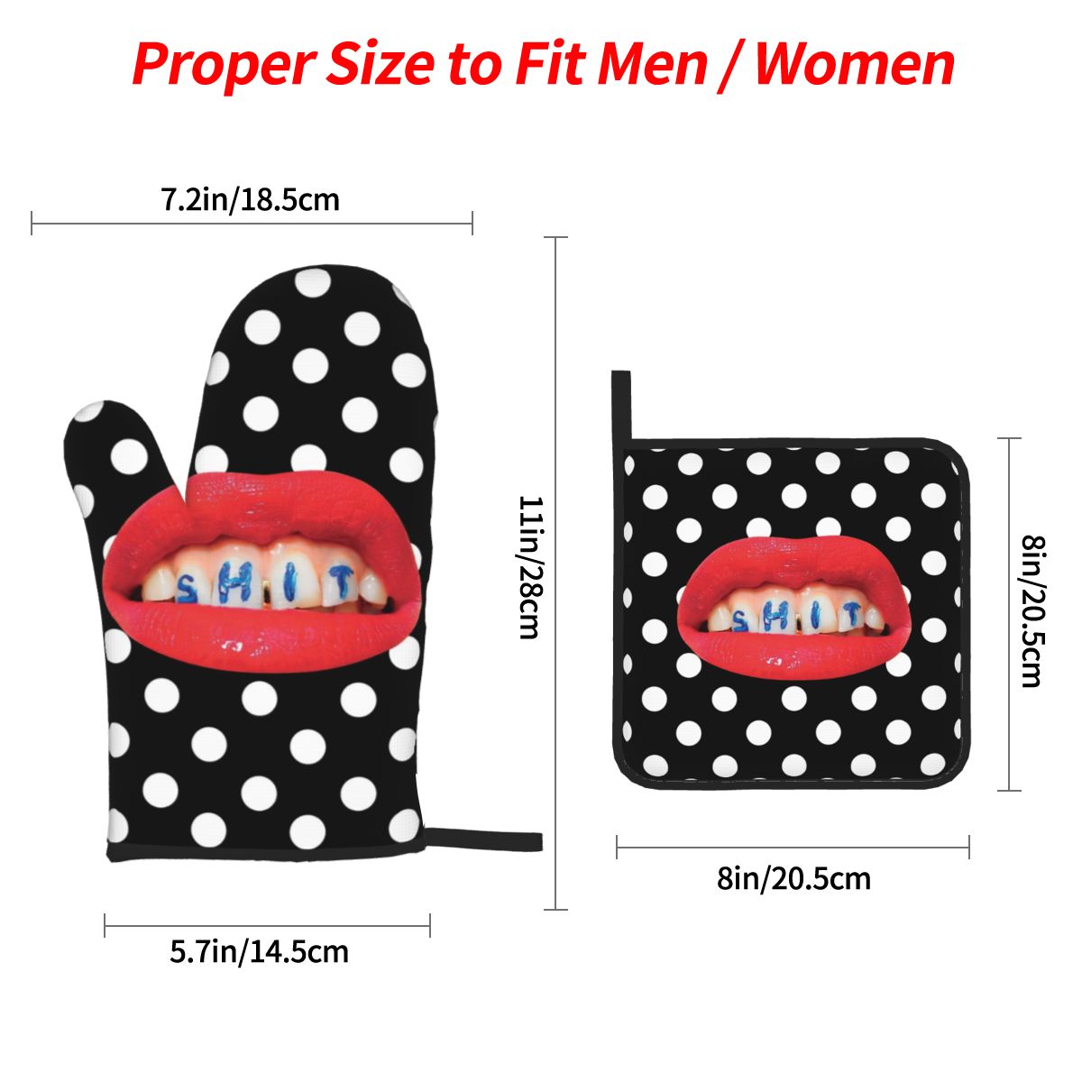 Sexy Red Lips Oven Mitts and Pot Holders Sets of 4 for Cooking Baking Heat Resistant Funny Kitchen BBQ Gloves Potholders