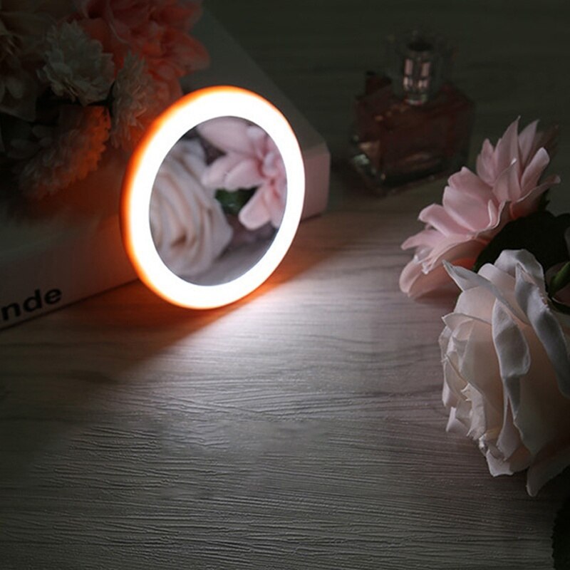 Mini led make-upspiegel, handzaam, opvouwbaar, draagbaar, micro usb-aansluitkabel, oplaadbare cosmetische spiegel, 12 led's mini make-upspiegel