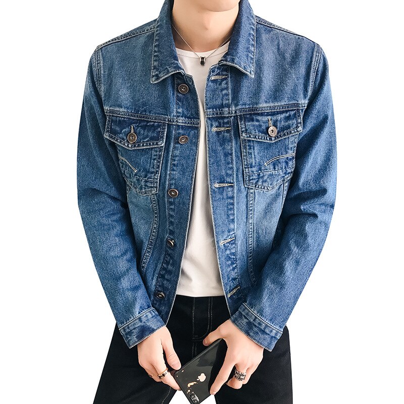 Lente Herfst Denim Jassen Heren Trendy Mode Denim Uitloper Hip Hop Retro Jeans Jassen Mannelijke Cowboy Slim Bomber jas: blue 001 / XXXL