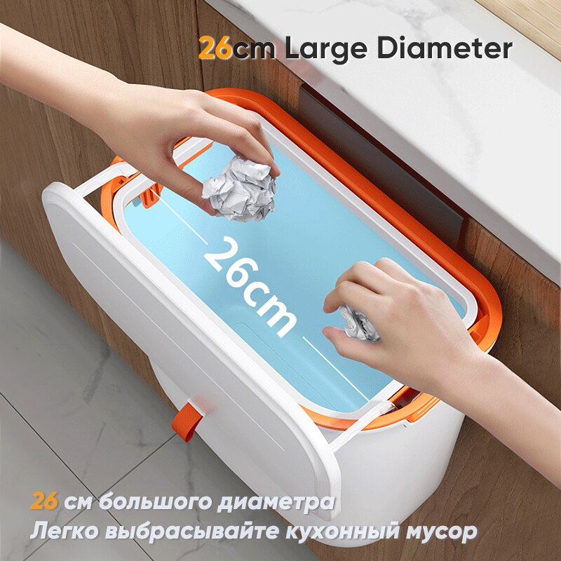 Trash Can Kitchens Cabinet Door with Lid Kitchen Trashs Bin Garbage Bins Wall Mounted Hanging Trash Bin Counter Garbage Bins