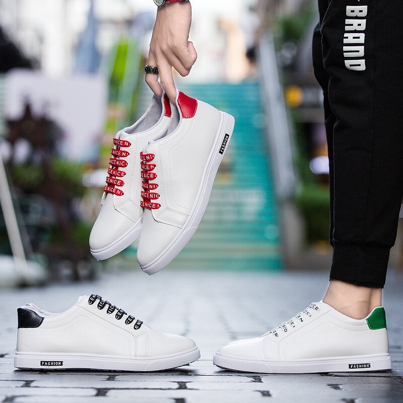 Herr skateboard skor sport utomhus sneakers kostym vita sneakers platta skor låg topp bra