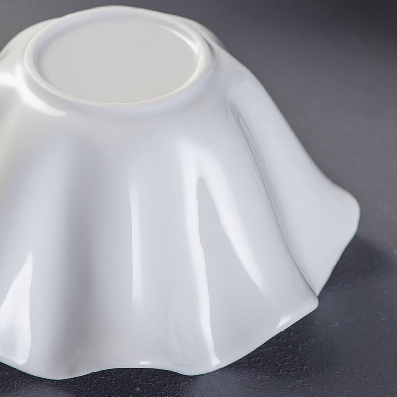 White Ceramic Irregular Salad Bowl Curling Edge Dinner Plates Fruit Kitchen Decor Dishware Platos De Cena