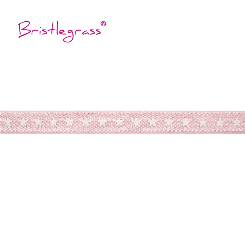 Bristlegrass 5 Yard 5/8 "15Mm Wit Star Print Vouw Over Elastische Foe Spandex Satijn Band Haar Band Hoofdband tutu Jurk Naaien Trim