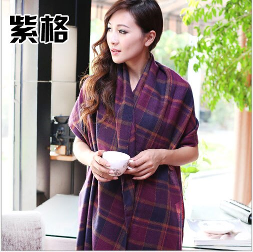 RUNMEIFA Luxury Brand Wool Winter Warm Women Scarf Plaid Thick Blanket Shawls and Wraps Scarves for Women: 2