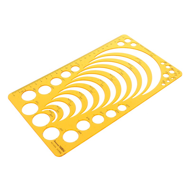 1 Pc Yellow Resin Template Ruler Stencil Measuring Tool For Drawing Many Size Round Circle Office And School Supply