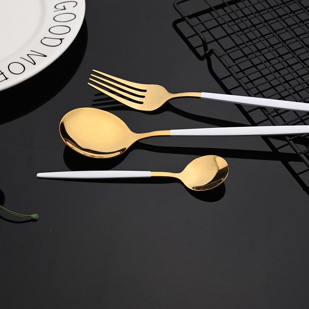 Spiegel Rose Goud Bestek Bestekset Roestvrij Staal Thuis Servies Feest Vork Lepel Dessertmes Keuken Diner Servies Set