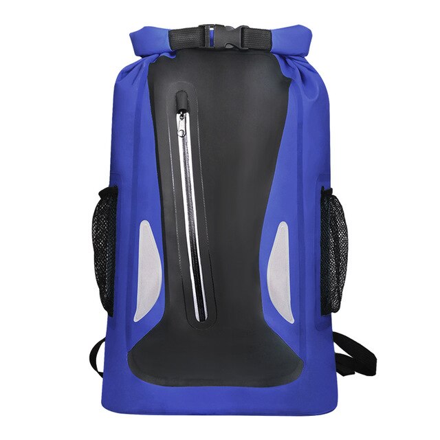 Mochila flotante reflectante de 25L, bolsa seca para motocicleta, paquete de océano, kayak de vela, cubierta de seco: Dark blue