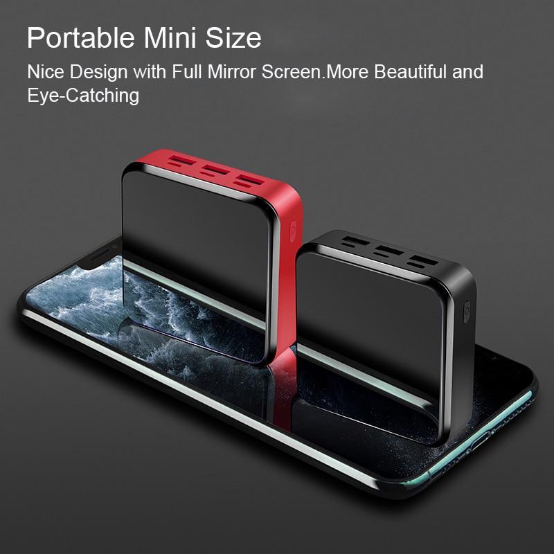 20000mAh Mirror Screen Mini Power Bank External Battery Portable Powerbank 20000 mAh Fast Charging Poverbank For Mobile Phone