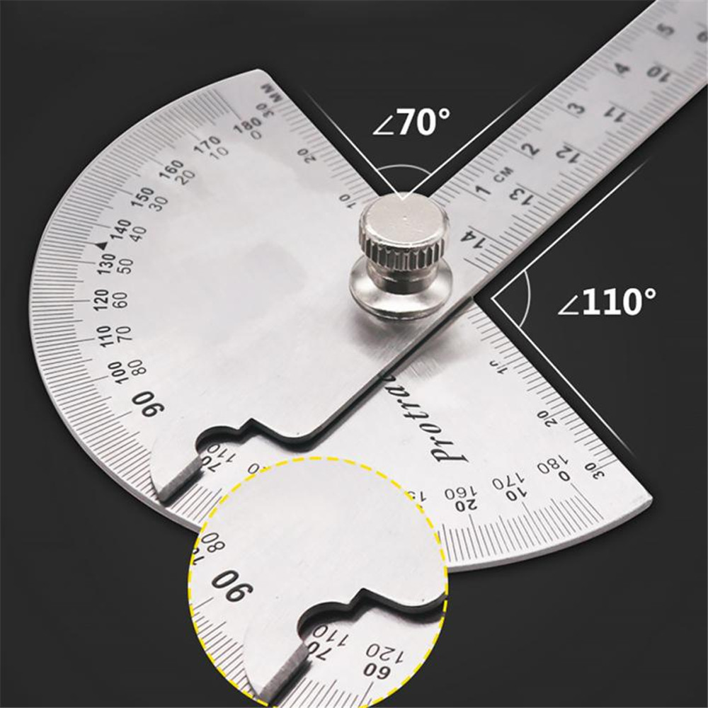 10cm 14.5cm 15cm 180 Degree Adjustable Protractor multifunction stainless steel roundhead angle ruler mathematics measuring tool