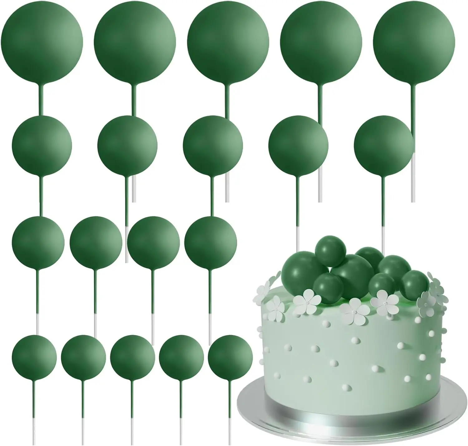 Décorations de décoration de gâteau mini ballon 20 pièces avec pics de boules d'or-décor de gâteau festif pour les célébrations: Saphir profond