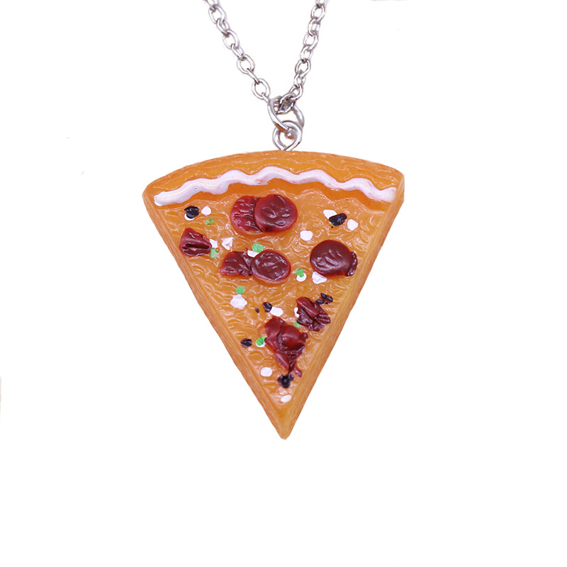 Mini Pizza BFF collier pour enfants dessin animé mignon 3D Pizza pendentif amitié collier breloques bijoux à bricoler soi-même accessoires: Zinc bleu