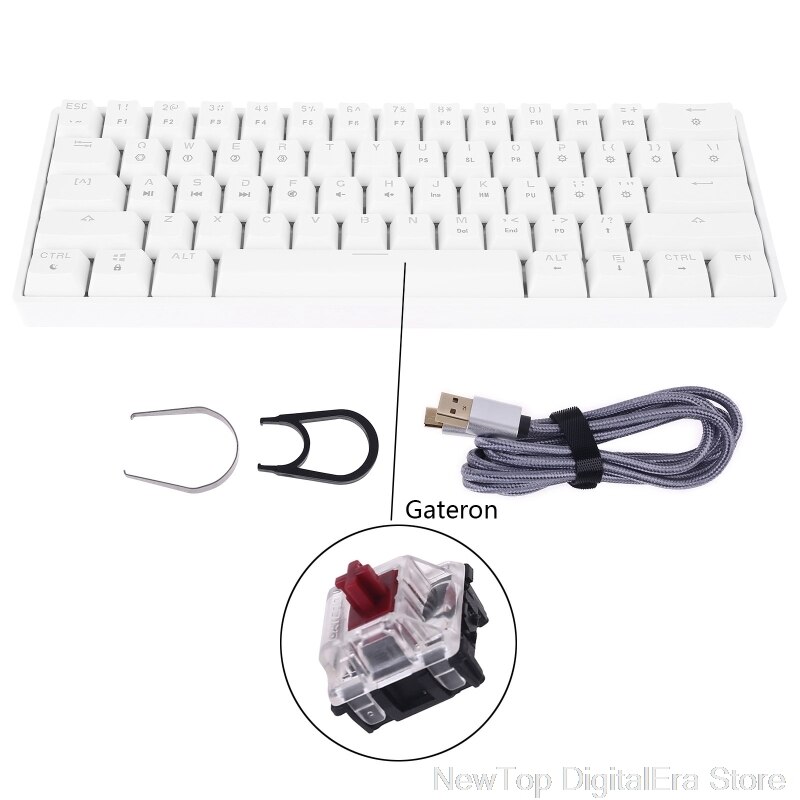 Teclado mecánico portátil SK61, interruptores ópticos Gateron, retroiluminado, intercambio en , 60%: WGateron Red