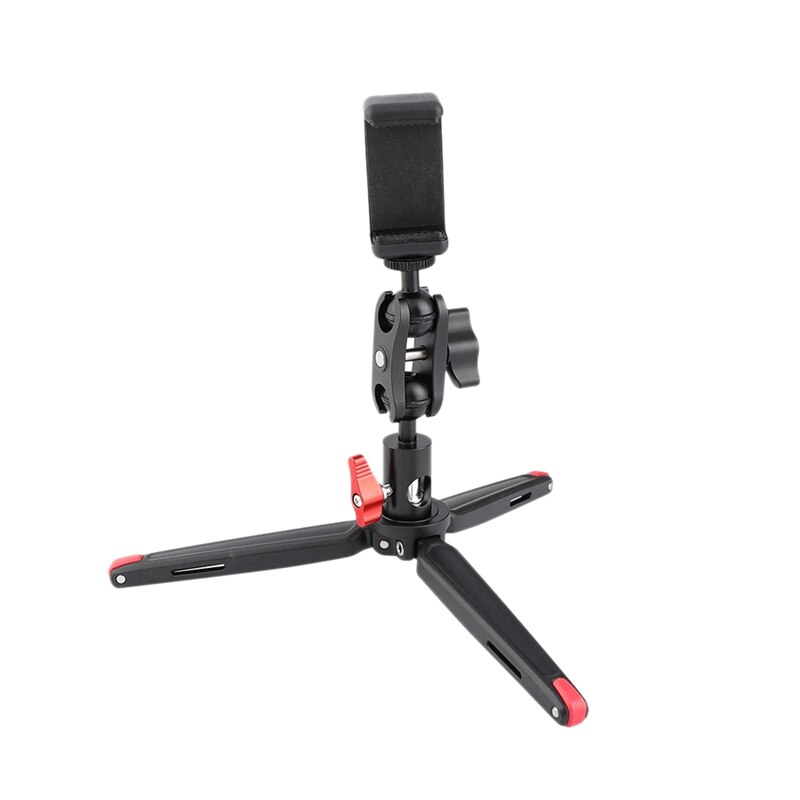 Opvouwbare Mini Tafelblad Statief Met Telefoon Stand Dubbele Bal Hoofd Aanpassing Voor Camera Telefoon Reizen En Macro Fotografie