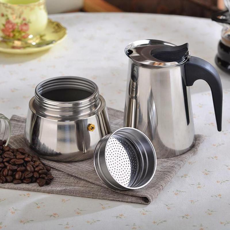Stainless Steel Coffee Pot Italian Top Moka Pot Espresso Coffee Maker Electric Coffee Pot Induction Cooker Open Flame Universal