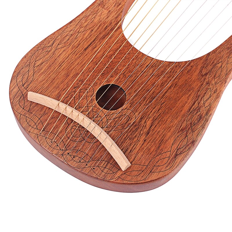 Wooden Harp 10 String Harp Portable Small Lyre with Durable String Musical Instrument