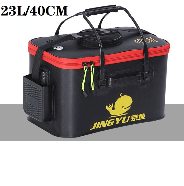 EVA Portable Fishing Bag Folding Thicken Live Fishing Box Tank Bucket Camping Fishing Tackle Fishbox Storage Bag fishing gear: 23L black