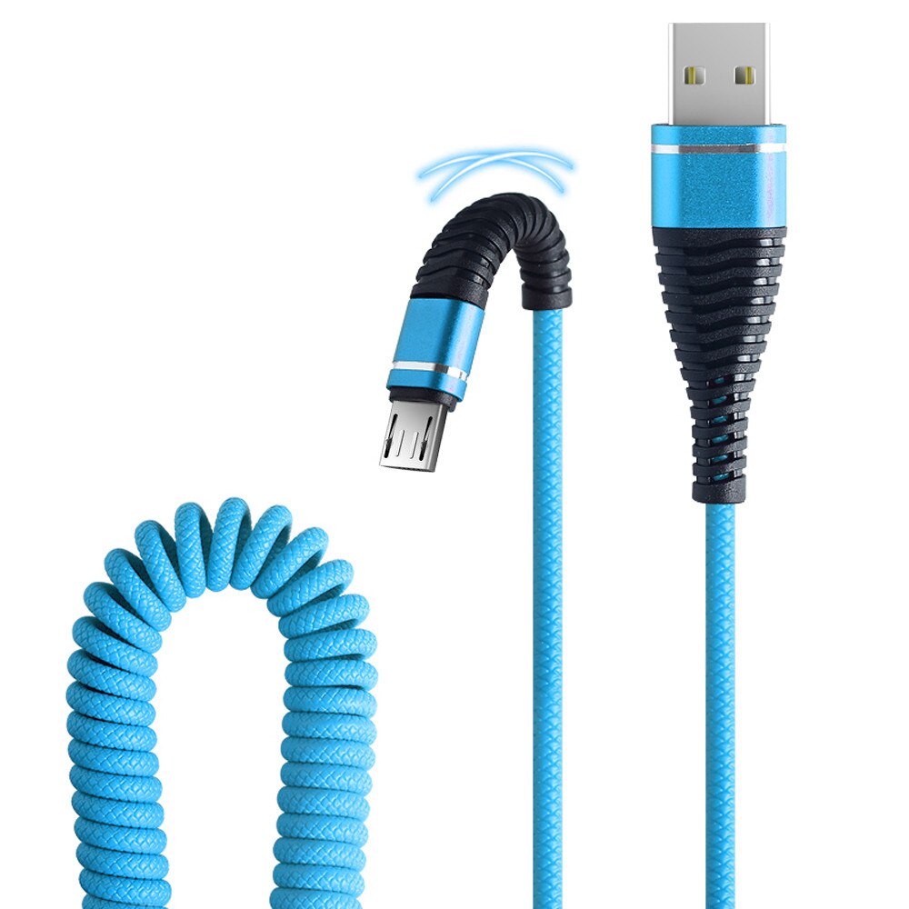 Robotsky 2.4A kabel sprężynowy USB typ C usb-c szybkie ładowanie kabel danych wiosna Mirco usb szybka ładowarka kabel robić XiaoMi Huawei Letv: Niebo niebieski / Mirco USB