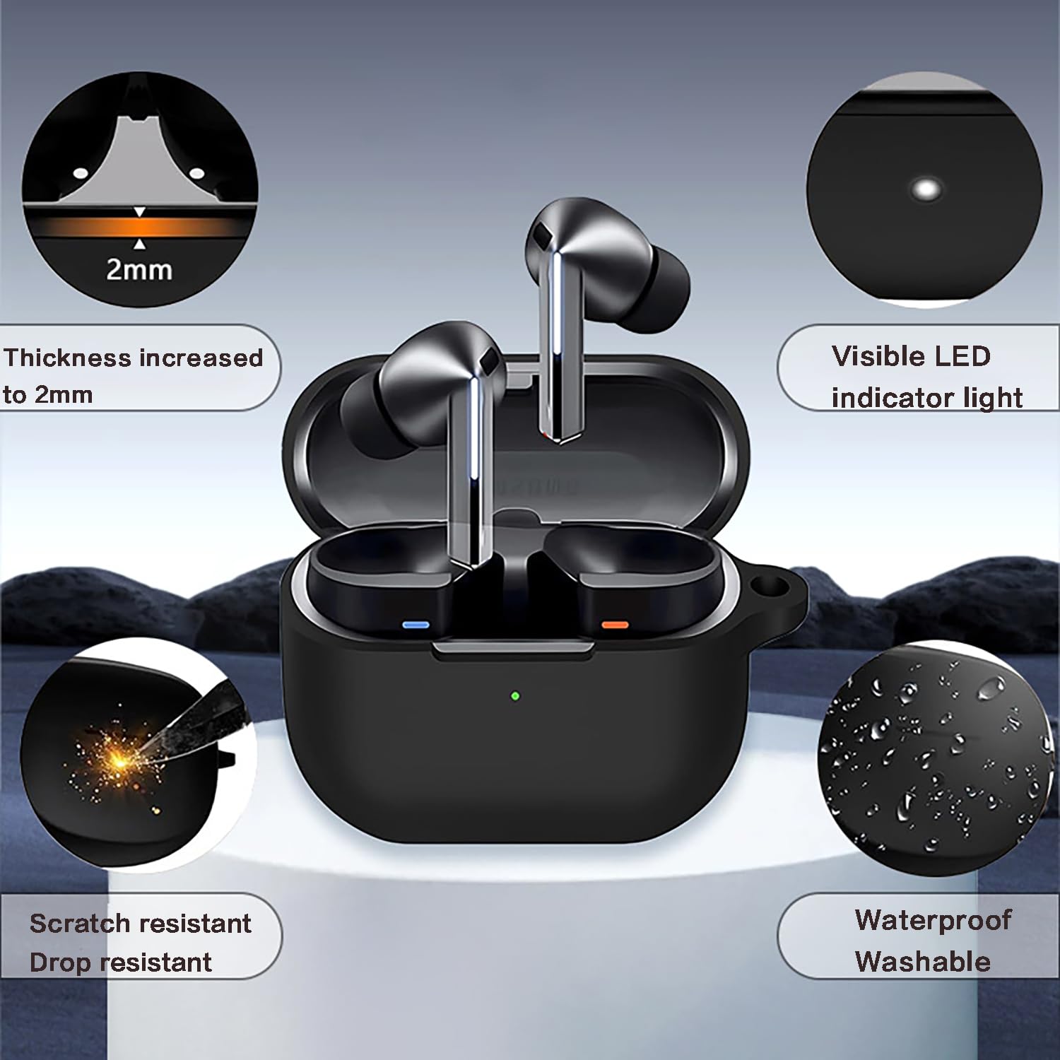 Voor Samsung Galaxy Buds 3 Case & Galaxy Buds 3 Pro Case Zachte siliconen beschermhoes voor Galaxy Buds 3 Accessoires met Lanyard