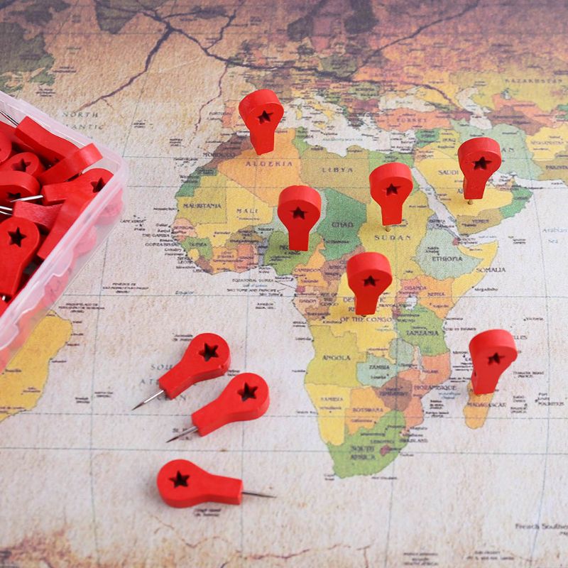 80 Uds marcadores de mapa de madera de dibujo de pared de fotos tachuelas de corcho de tablero chinchetas herramientas de pintura