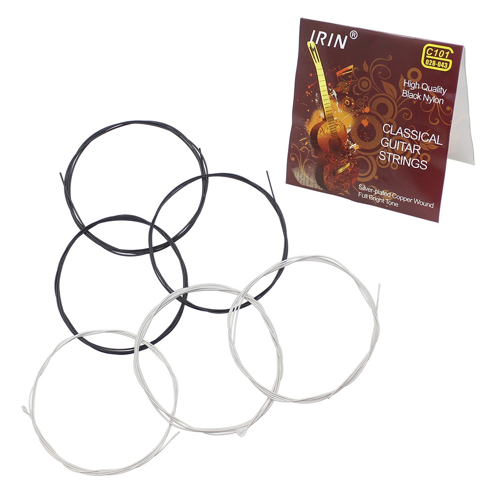 Guitar Strings 6pcs/Set Black Nylon Core Silver-Plated Copper Wound Classical Guitar Strings Set 1st-6th(.028-.043)