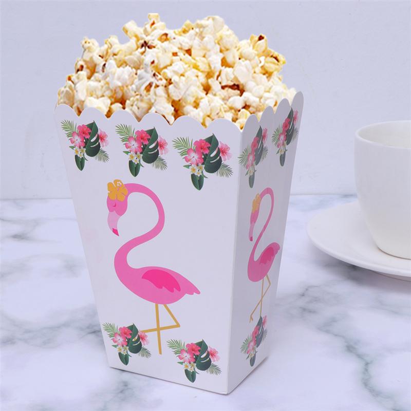 6 Pcs Kids Birthday Papier Popcorn Doos Flamingo Snoep Voedsel Doos Gunsten Decoratieve Feestartikelen Flamingo Popcorn Doos