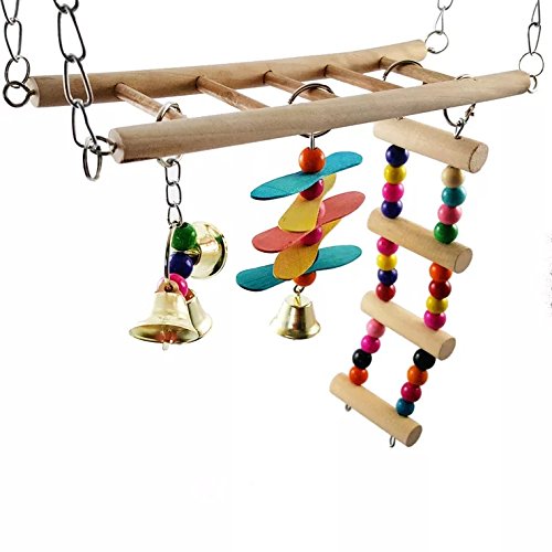 Papegøje legetøj fugle stiger træ parakit legetøj papegøje gynger træ brostiger siddepinde stativ til små fugle bur tilbehør