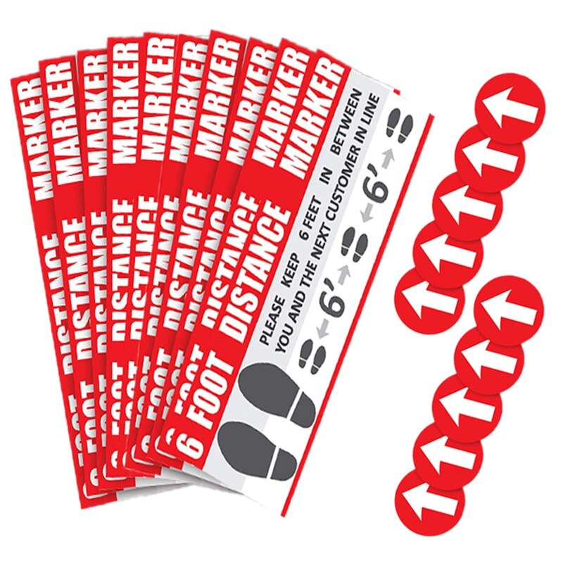 10PCS Social Distancing Stand Here Keep 6Ft in Between Distance Marker for Social Distancing Warning Floor Stickers: Default Title