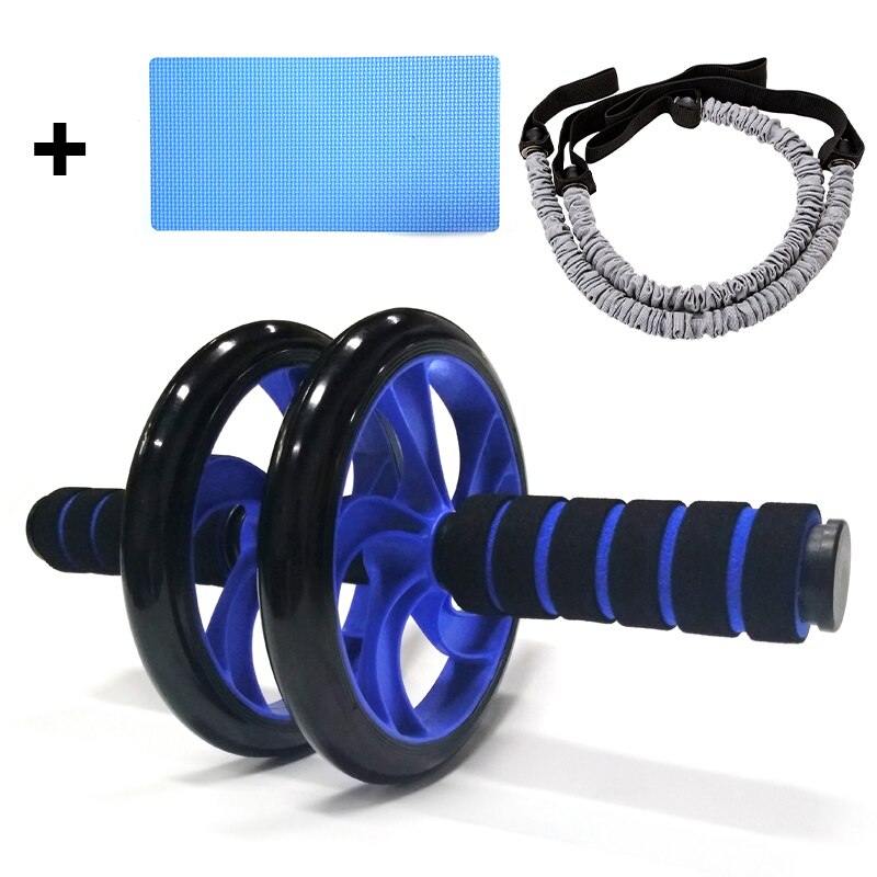 Gym Trainer Ab Roller Training Home Fitness Double Wheel stable Abdominal Power Wheel abdomen Muscle Exercise Equipment: blue 2