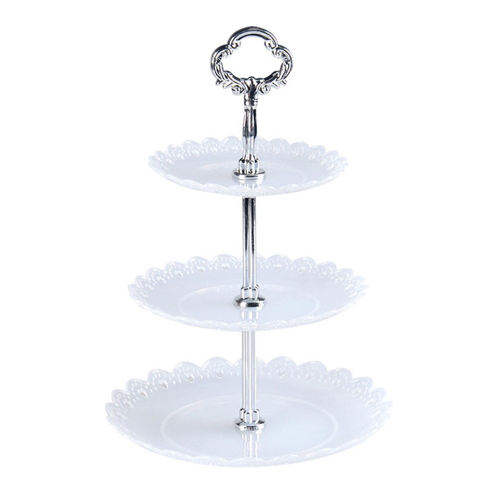 3 Tier Plastic Cake Stand Birthday Party Decor Afternoon Tea Wedding Plates Party Tableware Dessert Vegetable Storage Rack: Light Grey