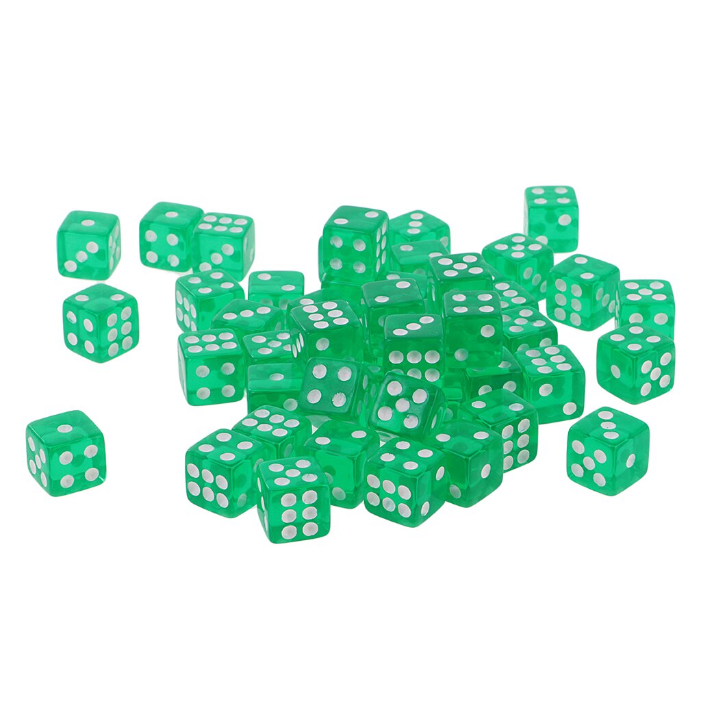 50PCS D6 Polyhedral Game Dice 12mm For RPG Dungeons And Dragons Games Green