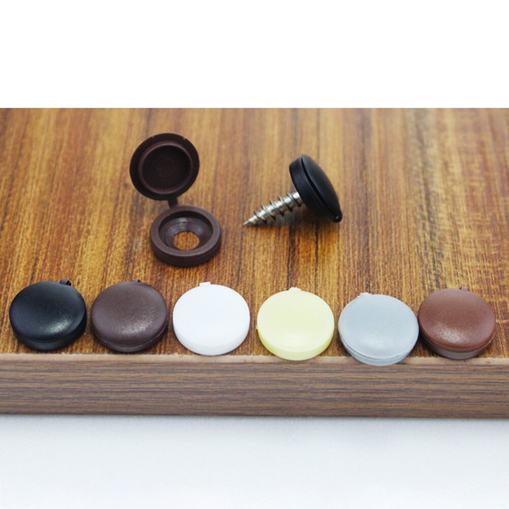 500/100Pcs Plastic Hinged Screw Cover Caps Washer Flip Tops Multiple Colour for Furniture Hardware FEA889