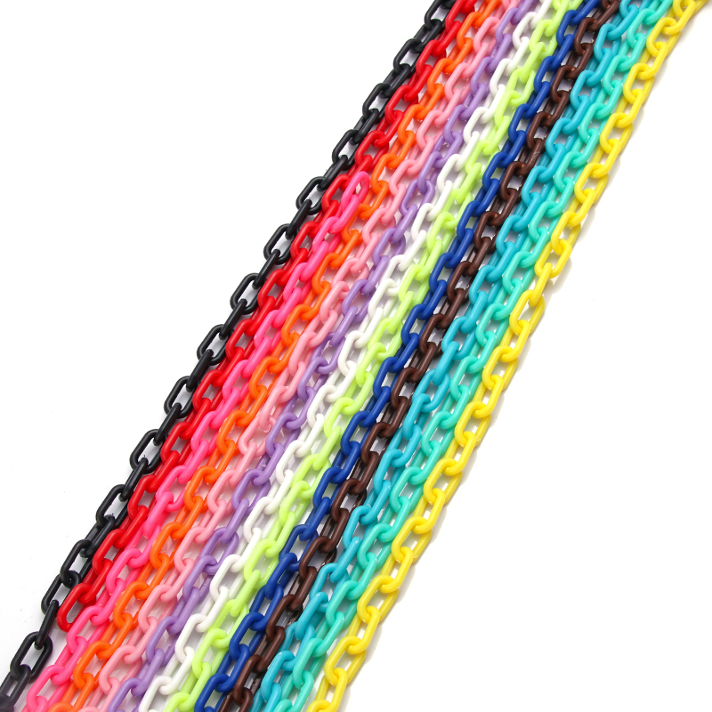 SAUVOO 5m Colorful Acrylic Link Chain Closed Soldered Cable Chain For Necklace Bracelet Making Plastic Chain Links 13.5x7.5mm