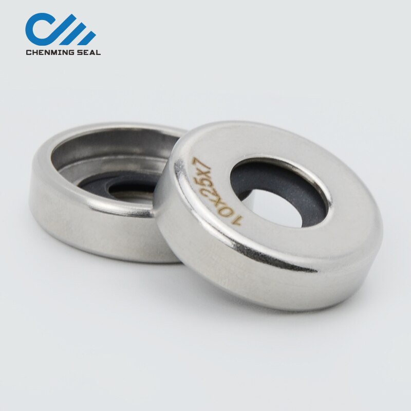 Ceimin 10*25*7/10*25*8 mm Single Lip PTFE Lip Stainless Steel Oil Seal Rotary Shaft Seal for Compressors Vacuum Pumps