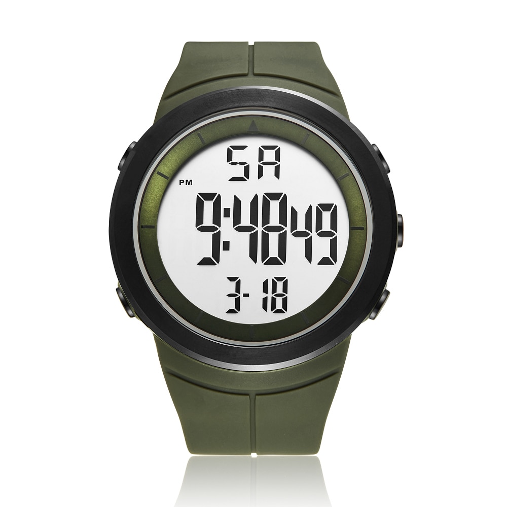 Ohsen Mode Lcd Digitale Mannen Horloge 50M Waterdichte Leger Greenoutdoor Sport Hand Mannelijke Klokken Relogio Masculino