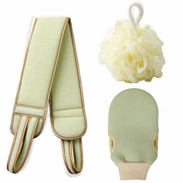 Back Strip Bath Ball Bath Towel Scrub Thickening Suit Rubbing Back Mud Peeling Body Scrubber Bathroom Clean Skin Brushes: Green-3PCS