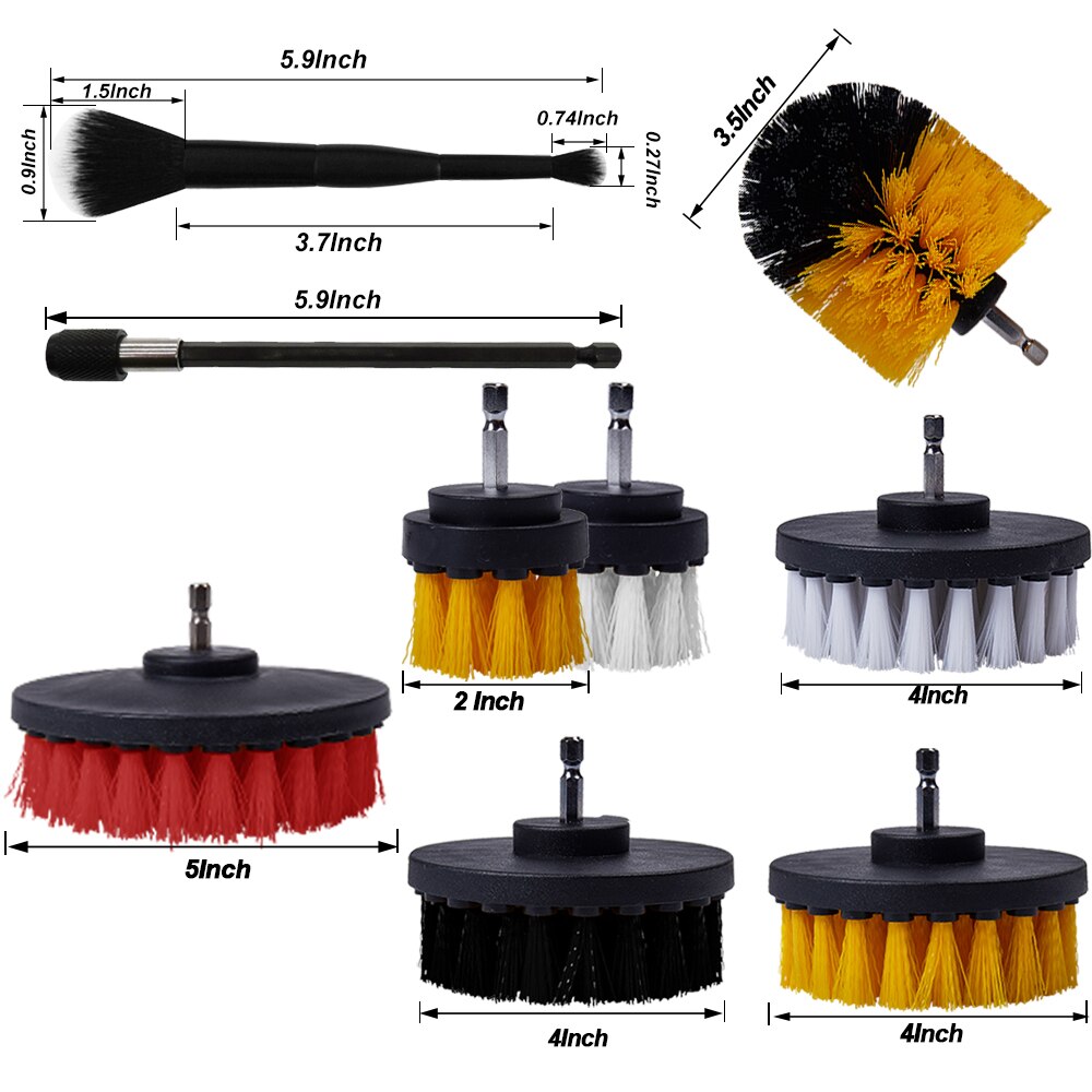 Cepillos de taladro para limpieza de llanta de rueda de coche, esponja de pulido, herramientas de lavado de coche para baño, bañera y cocina