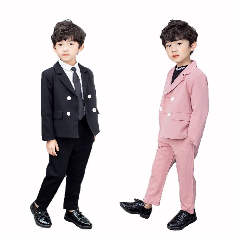 Costume à Double boutonnage pour garçon, ensemble de vêtements couleur bonbon, Costume d'hôte de fête d'anniversaire pour enfants blazer + pantalon, collection printemps-automne