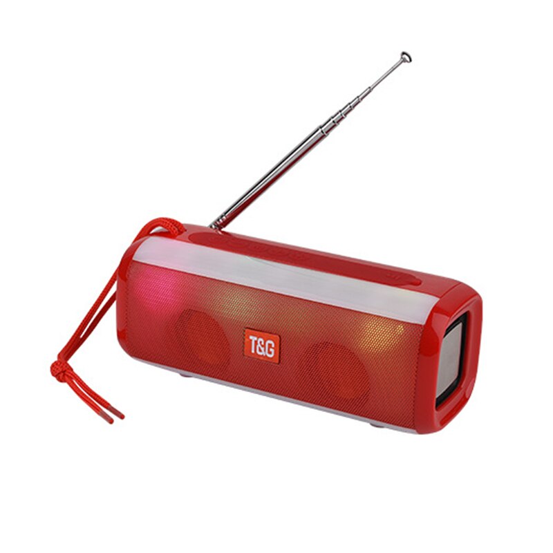 TG144 Draadloze Bluetooth Speaker & Fm Radio Led Flash Light Portable Luidspreker Draadloze Kolom Met Fm Antenne Som: red