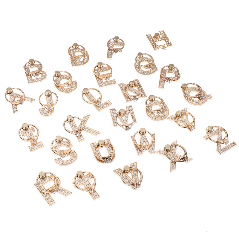 1pc 360 Degree Diamond Metal Letter A-Z Finger Ring Smartphone Stand Holder Mobile Phone Holder For All Phone