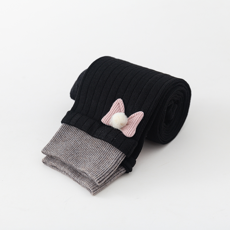 Leggings per bambini primavera autunno cotone abbigliamento esterno pantaloni corti per studenti pantaloni a righe traspiranti in cotone bowknot a nove punti: black / M
